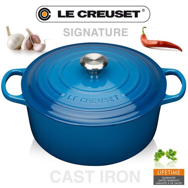 3.3L LE CREUSET Signature Round Round Dutch Oven Marseille Blue 21177222002430 on 100outlets.com