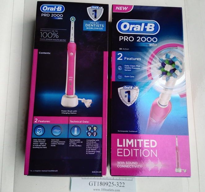 landheer Moeras verlamming Braun Oral-B Pro 2000 3D White Electric Rechargeable Toothbrush Pink on  100outlets.com