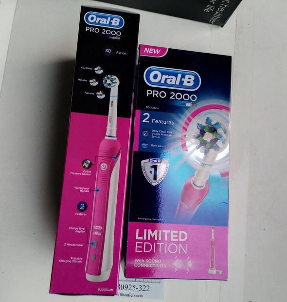 landheer Moeras verlamming Braun Oral-B Pro 2000 3D White Electric Rechargeable Toothbrush Pink on  100outlets.com